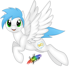 Size: 3658x3478 | Tagged: safe, artist:scarlet-spectrum, oc, oc only, oc:azure horizon, species:pegasus, species:pony, cute, flying, simple background, smiling, solo, transparent background, young