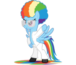 Size: 2742x2322 | Tagged: safe, artist:zacatron94, character:rainbow dash, species:pegasus, species:pony, 70s, afro, disco, disco dance, disco rd, female, mare, pun, rainbow dash always dresses in style, shutter shades, simple background, solo, stealth pun, transparent background, vector, visual gag