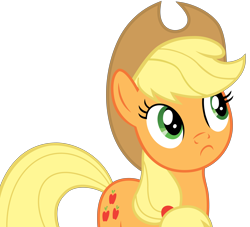 Size: 5960x5400 | Tagged: safe, artist:slb94, character:applejack, absurd resolution, female, frown, not bad, simple background, solo, thinking, transparent background, vector