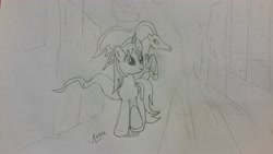 Size: 5312x2988 | Tagged: safe, artist:parclytaxel, oc, oc only, oc:parcly taxel, oc:spindle, species:alicorn, species:pony, alicorn oc, hong kong, lineart, looking up, mong kok, monochrome, parcly in hong kong, story included, street, traditional art, walking, windigo, windigo oc