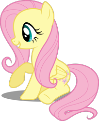 Size: 3000x3668 | Tagged: safe, artist:dashiesparkle, artist:hawk9mm, character:fluttershy, ponyscape, episode:a bird in the hoof, g4, my little pony: friendship is magic, .svg available, cute, female, raised hoof, shyabetes, simple background, sitting, solo, transparent background, vector