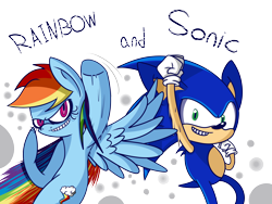 Size: 6000x4500 | Tagged: safe, artist:extradan, character:rainbow dash, character:sonic the hedgehog, absurd resolution, crossover, simple background, sonic the hedgehog (series), transparent background