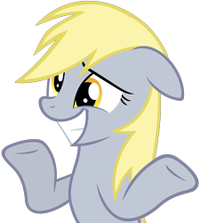 Size: 5342x5942 | Tagged: safe, artist:slb94, character:derpy hooves, species:pegasus, species:pony, episode:amending fences, g4, my little pony: friendship is magic, absurd resolution, female, grin, i just don't know what went wrong, mare, nervous, shrug, simple background, solo, transparent background, vector