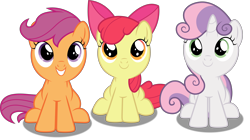 Size: 6000x3360 | Tagged: safe, artist:dashiesparkle, character:apple bloom, character:scootaloo, character:sweetie belle, species:pegasus, species:pony, ponyscape, episode:on your marks, g4, my little pony: friendship is magic, .svg available, adorabloom, c:, cute, cutealoo, cutie mark crusaders, diasweetes, grin, looking up, simple background, sitting, smiling, squee, transparent background, vector