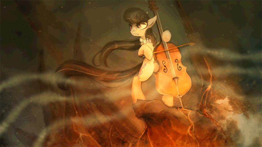 Size: 853x480 | Tagged: safe, artist:equum_amici, artist:foxinshadow, character:octavia melody, species:pony, absurd file size, absurd gif size, animated, badass, bipedal, cello, cinemagraph, female, musical instrument, solo