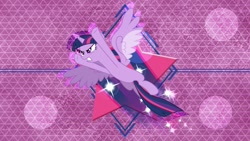 Size: 1191x670 | Tagged: safe, artist:caliazian, artist:laszlvfx, edit, character:twilight sparkle, character:twilight sparkle (alicorn), species:alicorn, species:pony, female, fierce, flying, mare, vector, wallpaper, wallpaper edit