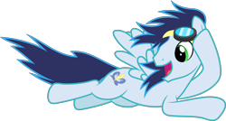 Size: 6000x3219 | Tagged: safe, artist:dashiesparkle, character:soarin', species:pony, ponyscape, episode:rainbow falls, g4, my little pony: friendship is magic, .svg available, absurd resolution, flying, goggles, male, open mouth, simple background, solo, transparent background, vector
