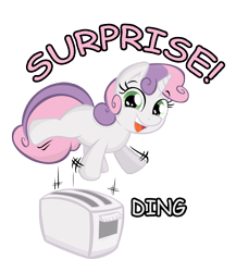 Size: 2422x2795 | Tagged: safe, artist:joey darkmeat, artist:sintakhra, character:sweetie belle, species:pony, species:unicorn, cute, diasweetes, female, filly, high res, simple background, solo, toaster, transparent background