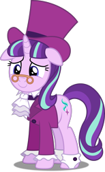 Size: 3076x5000 | Tagged: safe, artist:dashiesparkle, artist:illumnious, character:snowfall frost, character:starlight glimmer, ponyscape, episode:a hearth's warming tail, g4, my little pony: friendship is magic, .svg available, absurd resolution, clothing, female, full body, hat, simple background, solo, spectacles, top hat, transparent background, vector