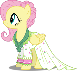 Size: 5000x4675 | Tagged: safe, artist:dashiesparkle, character:fluttershy, ponyscape, episode:a hearth's warming tail, g4, my little pony: friendship is magic, .svg available, absurd resolution, clothing, dress, female, flutterholly, simple background, solo, transparent background, vector