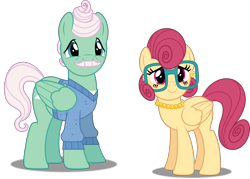 Size: 5000x3571 | Tagged: safe, artist:dashiesparkle, character:gentle breeze, character:posey shy, ponyscape, episode:flutter brutter, g4, my little pony: friendship is magic, .svg available, absurd resolution, clothing, full body, glasses, pearl necklace, shys, simple background, transparent background, vector