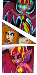 Size: 900x1800 | Tagged: safe, artist:wubcakeva, character:adagio dazzle, character:sunset satan, character:sunset shimmer, g4, my little pony:equestria girls, comic, demon, implied sunsagio, sunset satan
