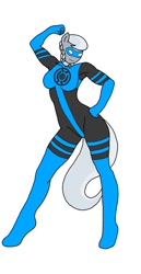 Size: 620x1200 | Tagged: safe, artist:linedraweer, character:silver spoon, species:anthro, blue lantern, collar, female, pose, small head, solo, superhero