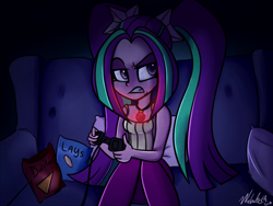 Size: 800x600 | Tagged: safe, artist:wubcakeva, character:aria blaze, my little pony:equestria girls, chips, female, food, potato chips, solo, video game