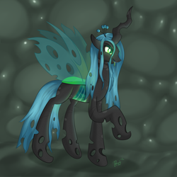 Size: 2375x2375 | Tagged: safe, artist:ratofdrawn, character:queen chrysalis, species:changeling, female, solo, transparent stomach