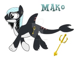 Size: 1024x769 | Tagged: safe, artist:jc_bbqueen, oc, oc only, oc:mako, species:pony, hybrid, male, merpony, orca, orca pony, original species, reference sheet, solo, stallion, watermark
