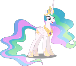 Size: 5000x4336 | Tagged: safe, artist:dashiesparkle, character:princess celestia, species:pony, ponyscape, episode:princess twilight sparkle, g4, my little pony: friendship is magic, absurd resolution, female, full body, mare, open mouth, simple background, solo, transparent background, vector