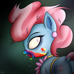 Size: 1600x1600 | Tagged: safe, artist:novaspark, character:cup cake, species:earth pony, species:pony, episode:28 pranks later, g4, my little pony: friendship is magic, cookie zombie, dock, female, grimderp, plot, resident evil, solo