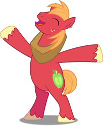 Size: 4086x5000 | Tagged: safe, artist:dashiesparkle, character:big mcintosh, species:earth pony, species:pony, ponyscape, episode:dungeons & discords, .svg available, absurd resolution, eyes closed, happy, male, open mouth, rearing, simple background, solo, stallion, transparent background, vector