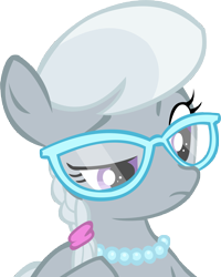 Size: 9991x12460 | Tagged: safe, artist:cyanlightning, character:silver spoon, episode:family appreciation day, g4, my little pony: friendship is magic, absurd resolution, female, glasses, jewelry, necklace, simple background, solo, transparent background, unamused, vector