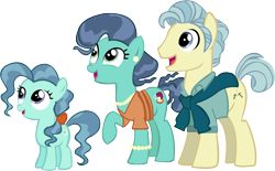 Size: 14166x8784 | Tagged: safe, artist:cyanlightning, character:mr. paleo, character:mrs. paleo, character:petunia paleo, species:earth pony, species:pony, episode:the fault in our cutie marks, g4, my little pony: friendship is magic, .svg available, absurd resolution, clothing, ear piercing, earring, female, filly, jewelry, male, mare, necklace, open mouth, piercing, raised hoof, simple background, stallion, transparent background, vector