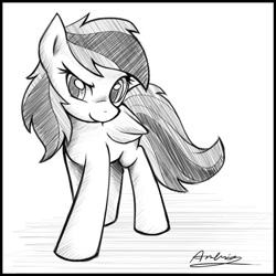 Size: 540x540 | Tagged: safe, artist:ambris, character:rainbow dash, species:pegasus, species:pony, avatar, black and white, female, grayscale, lineart, mare, monochrome, signature, solo, walking