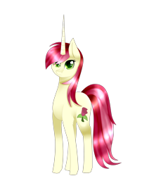 Size: 3000x3140 | Tagged: safe, artist:little-sketches, character:roseluck, species:pony, species:unicorn, female, race swap, solo