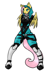 Size: 700x1000 | Tagged: safe, artist:avante92, character:fluttershy, species:anthro, species:unguligrade anthro, crossover, mass effect, tali'zorah vas normandy