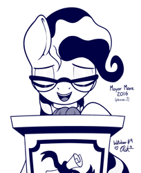 Size: 1280x1566 | Tagged: safe, artist:ratofdrawn, character:mayor mare, inktober, female, lectern, solo