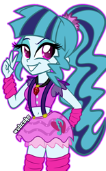 Size: 1024x1652 | Tagged: safe, artist:wubcakeva, character:sonata dusk, my little pony:equestria girls, 80s, belly button, clothing, cute, female, gem, midriff, siren gem, skirt, solo, sonatabetes