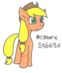 Size: 590x694 | Tagged: safe, artist:cmara, character:applejack, female, solo, traditional art