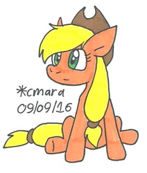 Size: 557x656 | Tagged: safe, artist:cmara, character:applejack, female, solo, traditional art