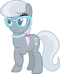 Size: 4846x6000 | Tagged: safe, artist:slb94, character:silver spoon, species:earth pony, species:pony, g4, absurd resolution, cute, female, glasses, older, older silver spoon, raised hoof, simple background, solo, transparent background, vector