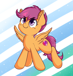 Size: 1280x1324 | Tagged: safe, artist:wickedsilly, character:scootaloo, species:pegasus, species:pony, cute, cutealoo, cutie mark, ear fluff, female, gradient background, solo, spread wings, starry eyes, the cmc's cutie marks, wingding eyes, wings