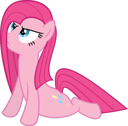 Size: 6000x5897 | Tagged: safe, artist:slb94, character:pinkamena diane pie, character:pinkie pie, absurd resolution, alternate hairstyle, female, flat mane, looking up, simple background, solo, transparent background, unamused, vector