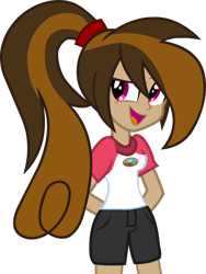 Size: 1024x1360 | Tagged: safe, artist:wubcakeva, oc, oc only, oc:cupcake slash, equestria girls:legend of everfree, g4, my little pony: equestria girls, my little pony:equestria girls, clothing, equestria girls-ified, open mouth, shorts, simple background, solo, transparent background