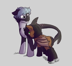 Size: 1152x1069 | Tagged: safe, artist:jc_bbqueen, oc, oc only, oc:lady lovegreen, oc:mako, species:dracony, brother and sister, cute, duo, hybrid, ocbetes, orca pony, original species, puffy cheeks, scar, younger