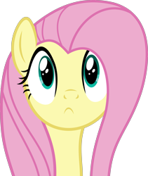 Size: 3377x4000 | Tagged: safe, artist:slb94, character:fluttershy, :<, cute, female, frown, innocent, simple background, solo, transparent background, vector