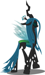 Size: 3029x5000 | Tagged: safe, artist:dashiesparkle, character:queen chrysalis, species:changeling, absurd resolution, bugbutt, butt, eyes closed, female, plot, simple background, smiling, solo, transparent background, vector, walking away