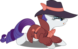 Size: 5000x3169 | Tagged: safe, artist:dashiesparkle, character:rarity, episode:rarity investigates, g4, my little pony: friendship is magic, .svg available, absurd resolution, clothing, coat, detective rarity, fedora, female, hat, open mouth, simple background, solo, transparent background, vector
