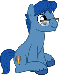 Size: 6400x8082 | Tagged: safe, artist:parclytaxel, character:leadwing, species:earth pony, species:pony, .svg available, absurd resolution, andy price, facial hair, glasses, male, simple background, sitting, solo, transparent background, unshorn fetlocks, vector