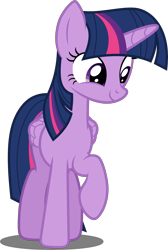 Size: 3367x5000 | Tagged: safe, artist:dashiesparkle, character:twilight sparkle, character:twilight sparkle (alicorn), species:alicorn, species:pony, episode:what about discord?, g4, my little pony: friendship is magic, .svg available, absurd resolution, cute, female, folded wings, mare, raised hoof, simple background, smiling, solo, transparent background, twiabetes, vector