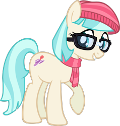 Size: 5720x6000 | Tagged: safe, artist:slb94, character:coco pommel, absurd resolution, clothing, cute, female, glasses, hat, hipster, raised hoof, scarf, simple background, solo, transparent background, vector