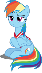 Size: 3000x5115 | Tagged: safe, artist:dashiesparkle, character:rainbow dash, episode:buckball season, g4, my little pony: friendship is magic, .svg available, absurd resolution, clothing, crossed hooves, female, raised eyebrow, simple background, sitting, solo, transparent background, vector