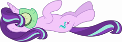 Size: 18680x6400 | Tagged: safe, artist:parclytaxel, derpibooru original, character:starlight glimmer, species:pony, .svg available, absurd resolution, cucumber, female, food, mud mask, on back, raised hoof, simple background, smiling, solo, transparent background, vector