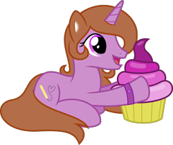 Size: 7650x6400 | Tagged: safe, artist:parclytaxel, oc, oc only, oc:shadow storm, species:pony, species:unicorn, .svg available, absurd resolution, bracelet, cupcake, cute, cutie mark, food, jewelry, prone, simple background, solo, this will end in diabetes, transparent background, vector