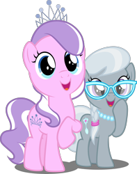 Size: 3946x5000 | Tagged: safe, artist:dashiesparkle, artist:parclytaxel, character:diamond tiara, character:silver spoon, episode:crusaders of the lost mark, g4, my little pony: friendship is magic, .svg available, absurd resolution, adorabullies, cute, raised hoof, simple background, smiling, transparent background, vector