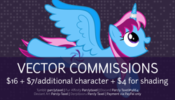 Size: 11200x6400 | Tagged: safe, artist:parclytaxel, oc, oc only, oc:parcly taxel, species:alicorn, species:pony, .svg available, absurd resolution, alicorn oc, commission info, flying, horn ring, smiling, solo, thue-morse sequence along the squares, vector