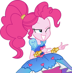 Size: 4460x4500 | Tagged: safe, artist:slb94, character:pinkie pie, equestria girls:legend of everfree, g4, my little pony: equestria girls, my little pony:equestria girls, absurd resolution, clothing, crystal gala, female, one eye closed, pointing, simple background, smirk, solo, transparent background, vector, wink