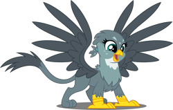 Size: 5000x3184 | Tagged: safe, artist:dashiesparkle, character:gabby, species:griffon, episode:the fault in our cutie marks, g4, my little pony: friendship is magic, .svg available, absurd resolution, cute, female, happy, majestic, simple background, solo, spread wings, transparent background, vector, wings